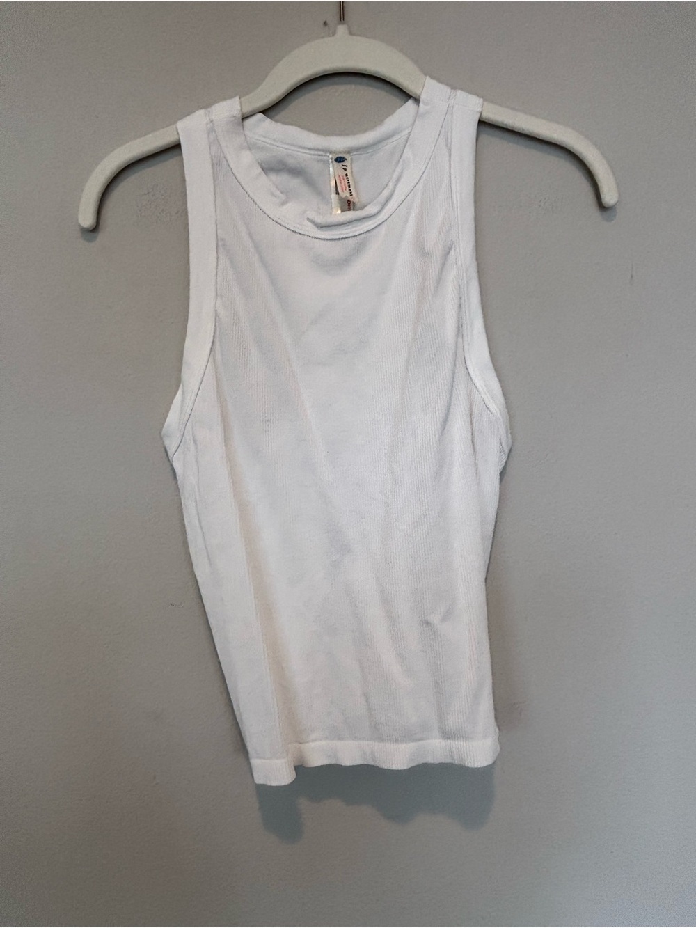 Free People White Ribbed Slim Tank